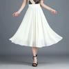 Chiffon Skirt Elastic Waistband Design Solid Color Women's High Waisted Dance Skirt Medium Length A-word Draping Long Skirt Commute Simple Casual