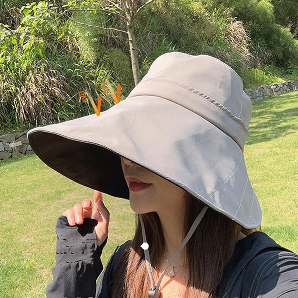 Women UV Protection Sun Caps Outdoor Large Brim Fisherman Hat Casual Hiking Travel Holiday Sun Hats Bucket Hats