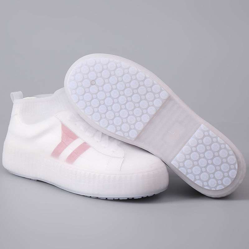 Waterproof rain shoe cover heightened and thickened portable adult wear-resistant water shoes outdoor student high tube foot cover non-slip boots