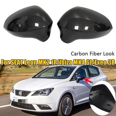 Pour Seat Leon MK2 Ibiza MK4 Exeo 3R Couvercle de rétroviseur latéral de remplacement pour voiture Capuchon d'aile Extérieur Porte Rétroviseur Boîtier Garniture Carbone