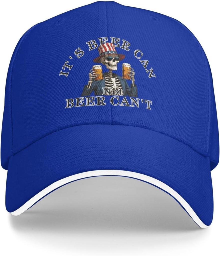 Its Beer Can Not Beer Cant Skeleton Baseball Cap Funny Drinking Unisex Polyester Trucker Hat