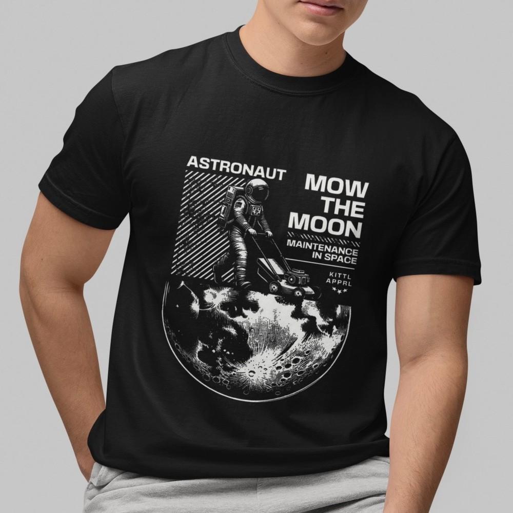 

Astronaut Mow The Moon T-Shirt Funny Space Graphic Tee Men Women Cosmic Gift 2XL