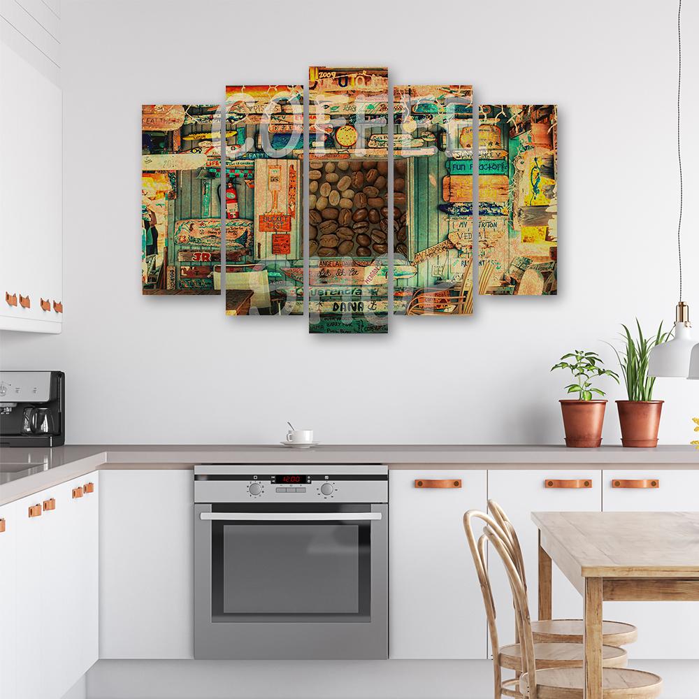 Obraz na plátně z pěti kusů Coffee Abstract