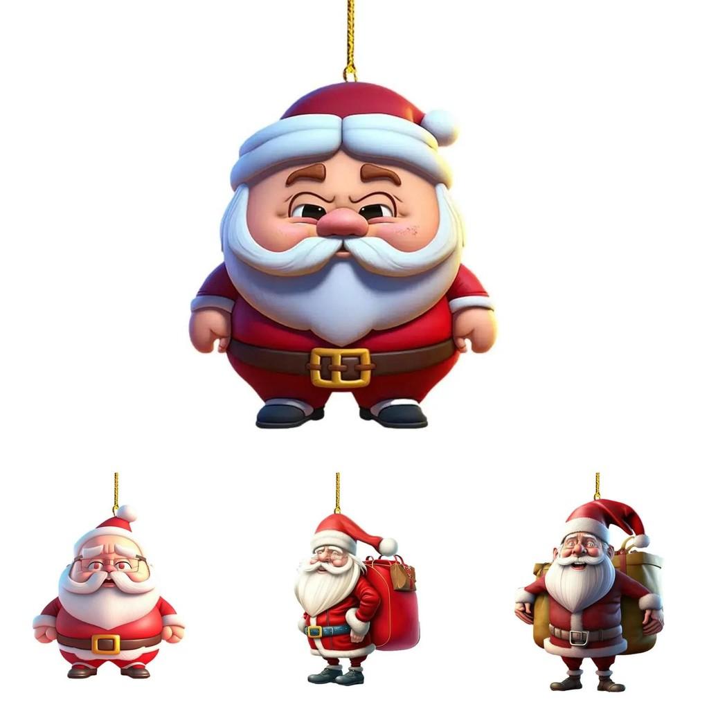 Vibrant Acrylic Santa Car Hanging Ornament For Festive Christmas Tree Decoration
