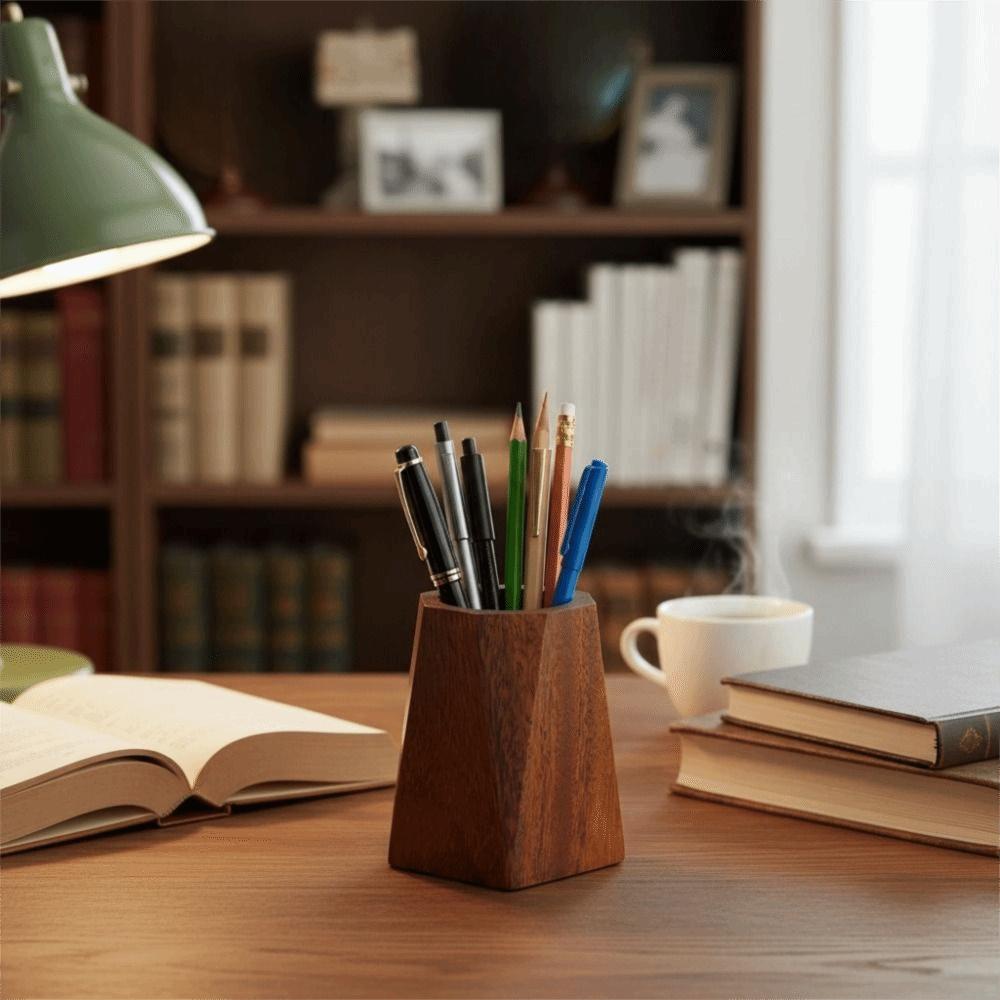 Smooth Surface Pen Container Polishing Design Desktop Pen Box Stationery Walnut Pen Holder  Office