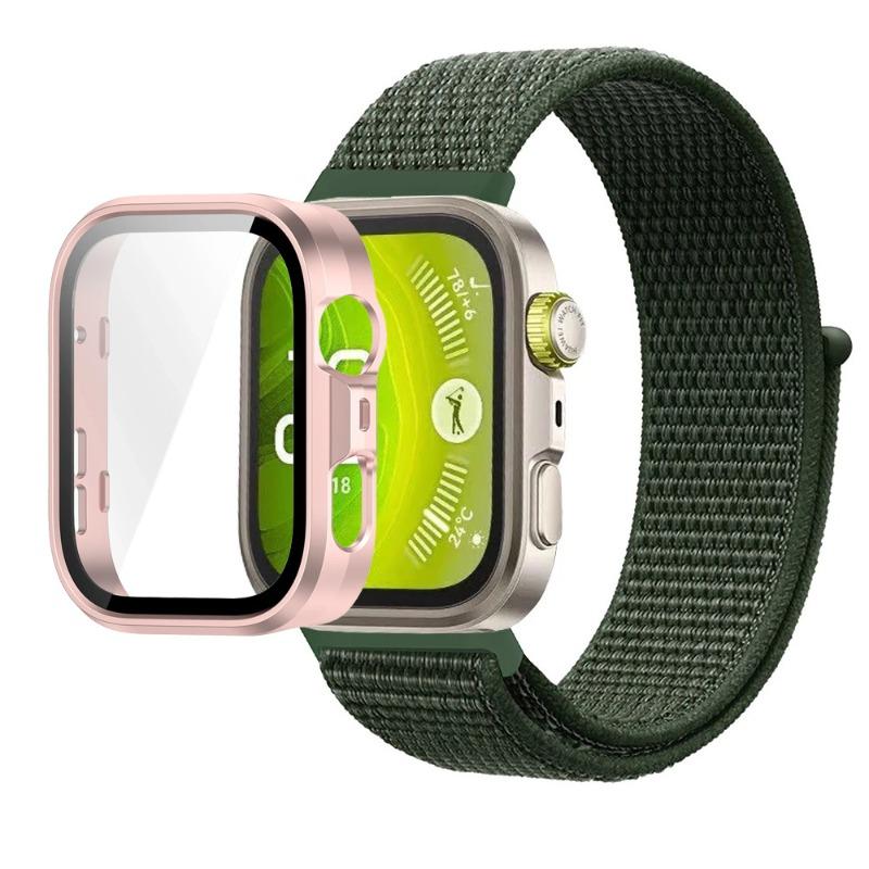 Pasek Nylonowy+Etui PC do Huawei Watch Fit 3/4/4 Pro Chroniące przed Upadkiem+Wygodna Oddychająca Opaska na Nadgarstek Correa