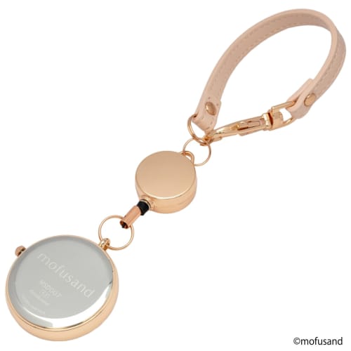 Fieldwork Women's Analog Pocket Watch Keychain Watch by Mofusand with Reel, Reel KC Watch J, Strawberry Cat Design, Pink, MSD007-2