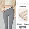 High Waist Warm Fleece-Lined Leggings - Vertical Stripe, Matte, Slimming Cotton for Autumn/Winter