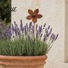 Metal Flower Lawn Stakes Rustic Ground Stake Vintage Garden Art Weather-Resistant Rusted Outdoor Patio Decorations Iron Yard Decor for Pathway