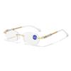 New Rimless Diamond Cutting Presbyopic Glasses Ladies Anti Blue Light Ultra Light Reading Glasses +1.0+1.5+2.0+2.5+3.0+3.5+4.0
