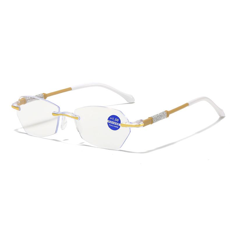 

Polygonal Rimless Anti-Blue Light Presbyopia Glasses Middle-Aged And Elderly High-Definition Eye Protection Reading Glasses +3.0