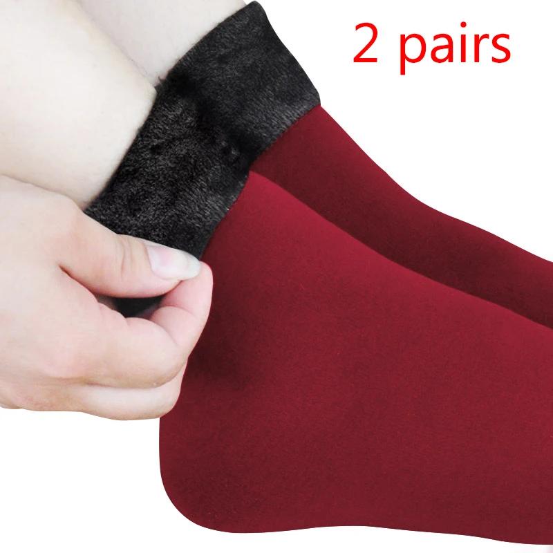 New velvet women winter warm thicken thermal socks soft casual solid color sock wool cashmere home snow boots floor sock 1pairs