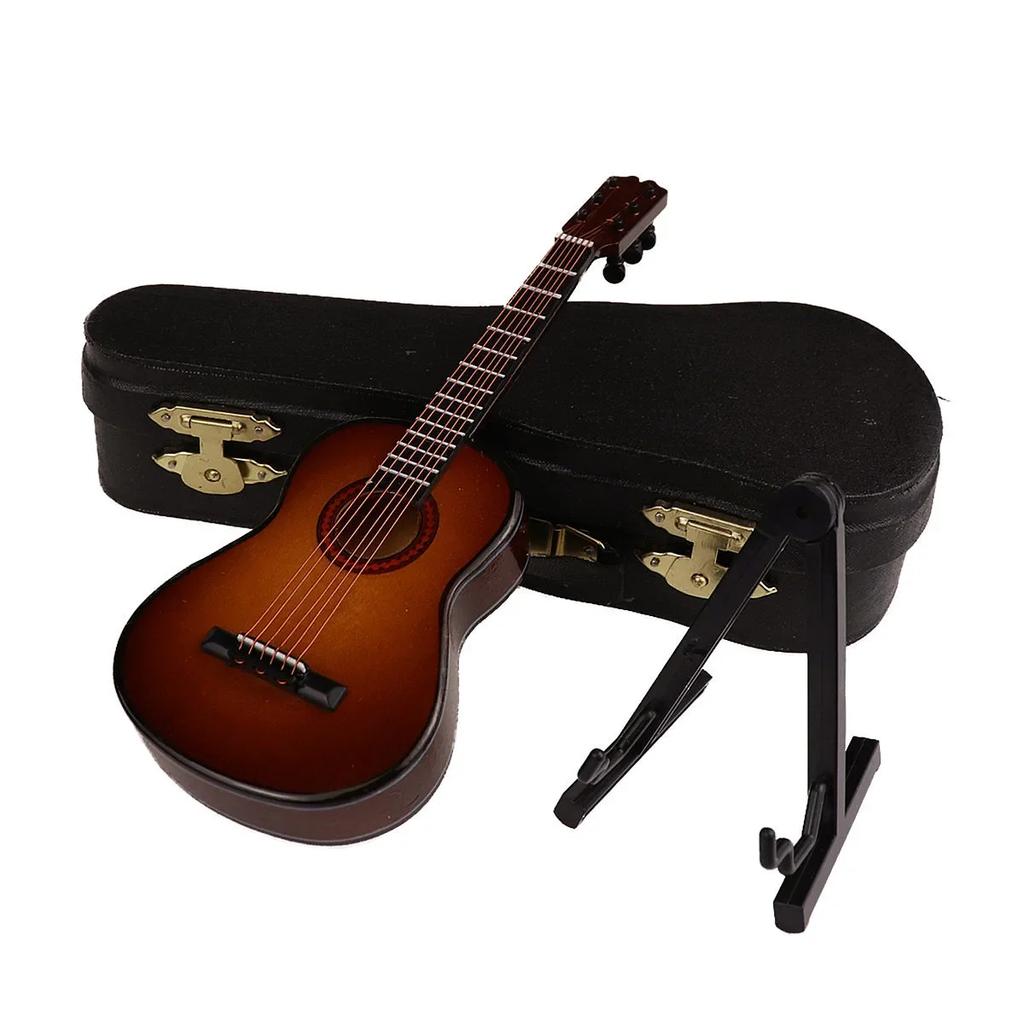 10CM Mini Folk classical guitar model Wooden Mini Guitar Model Musical Instrument Decoration Gift For Bedroom Living Room