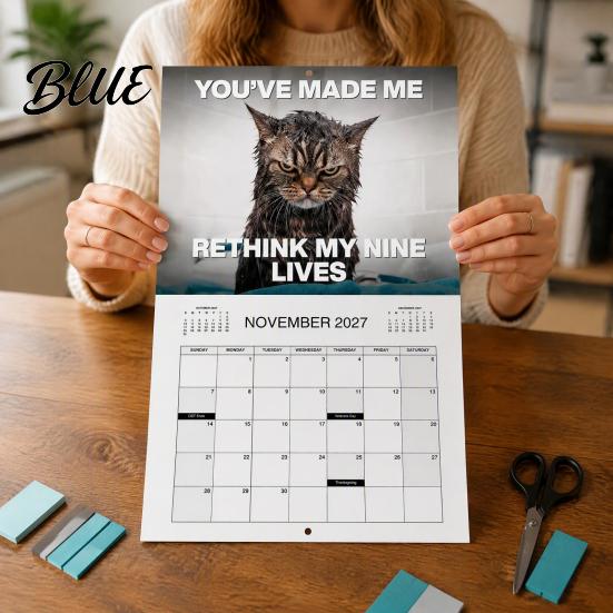 Office Wall Calendar 2027 Funny Calendar January Photos 2027 with Cat - December Monthly Planner