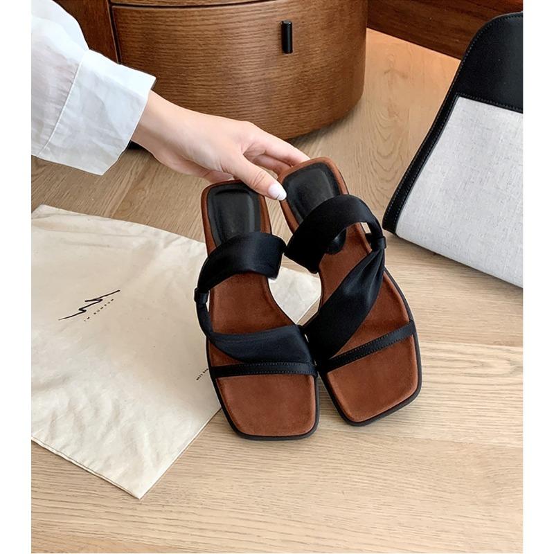 

Two wear towels~ 4cm square head heightened thick bottom wrapped with beach vacation slippers women s sandals outside summer 35 чёрный