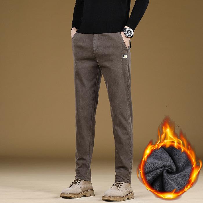 Spring And Autumn Winter Plush Thickened/Regular Casual Pants For Men'S Trendy Fashion Versatile Small Straight Tube Large Men'S Pants