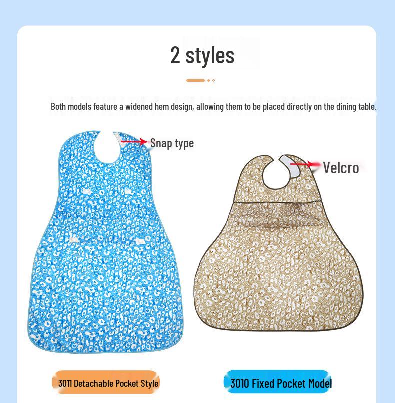 Shan Hai Kang Waterproof Stain-proof Adult Dining Bib, Large Size for Elderly.
