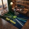 John Deere Personalisierter Kristall-Samt-Teppich, Benutzerdefinierter Namens-Text Weicher Anti-Rutsch-Teppich für Wohnzimmer Schlafzimmer