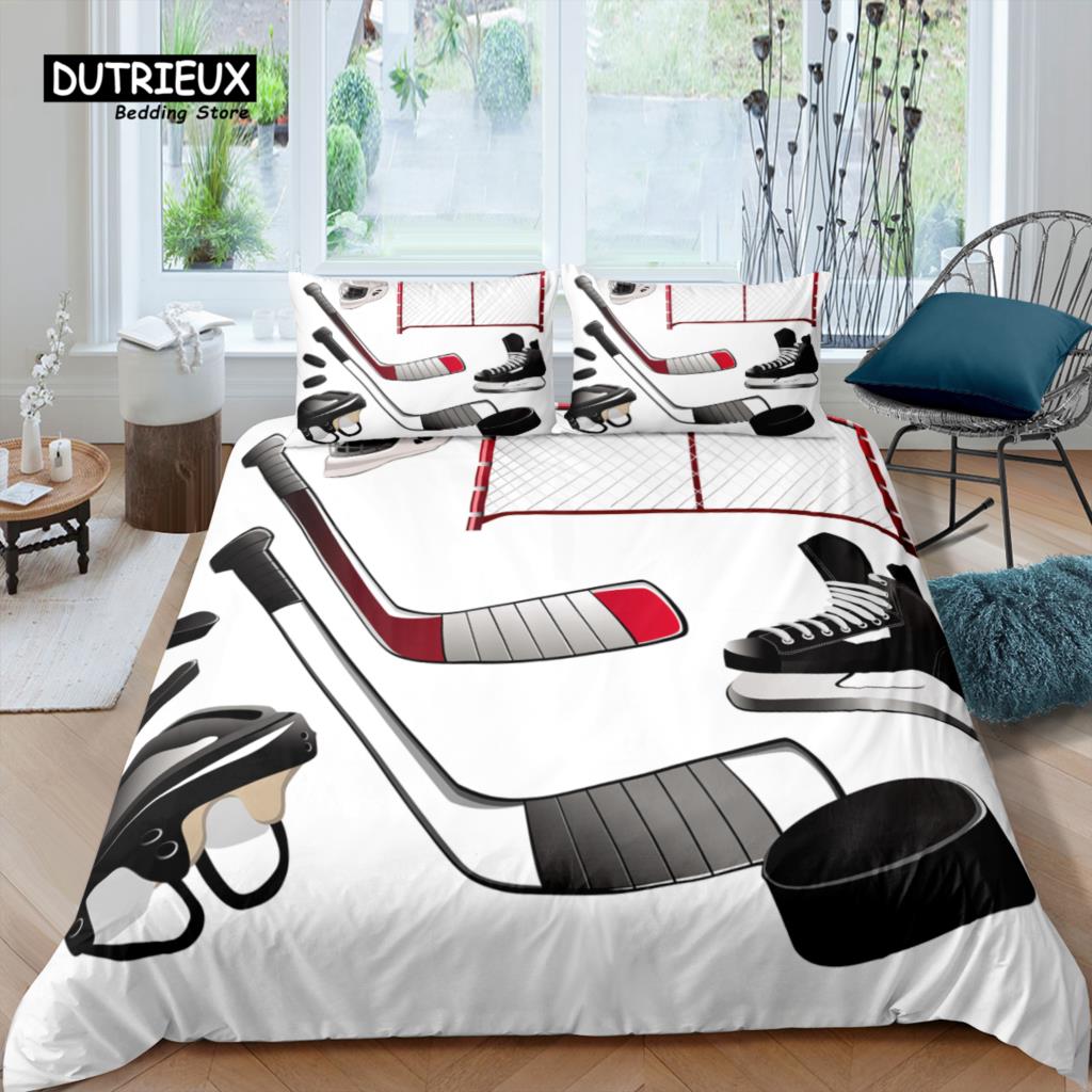 Home Living Luxury 3D Ice Hockey Equipment Bedding Set Duvet Cover Pillowcase Kids Bedding Set Queen and King EU/US/AU/UK Size