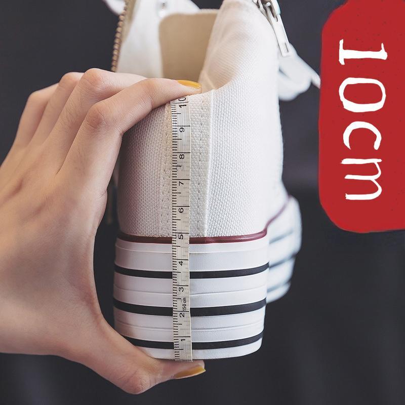 High Canvas Shoes Women's Shoes 2024 Spring and Autumn New Double Side Zipper Board Shoes Hundred with Thick Bottom Muffin Shoes