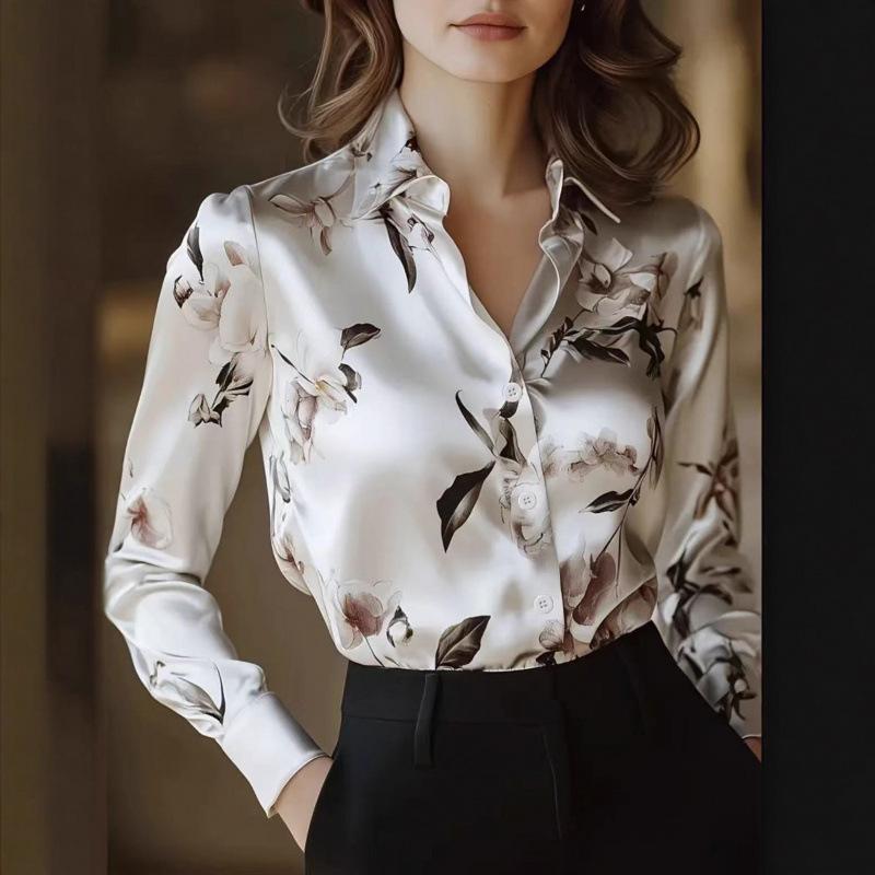 2025 Women s Retro French Oil Painting Long Sleeve Shirt Extra Extra Large