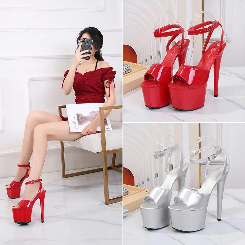 Fashion 2025 Spring Women Clear Heels Sexy Platform Sandals Slipper 13xm 15cm 20cm Girls Shoe for Party Club Drop Sale