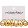 6pcs Chunky Gold Plated Waterdrop Hoop Earring Set for Women European and American Minimalist Smooth Circle Drop Earring Jewelry