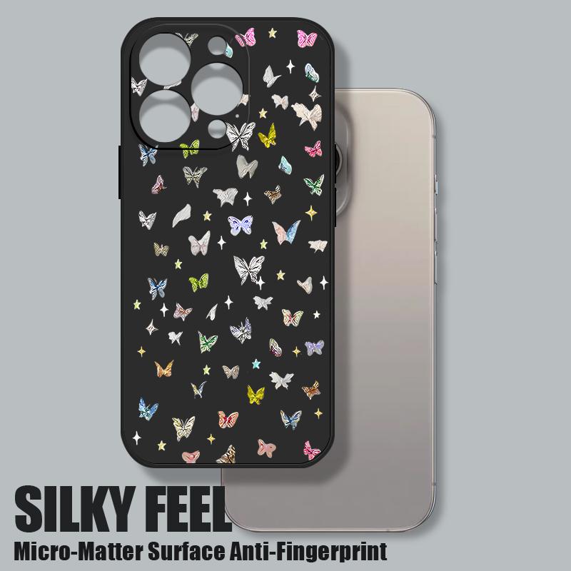 Colorful Butterfly Pattern Lanyard Case For iPhone 17 Pro Max Funda iPhone 16 15 14 13 Pro Max 11 16E 17E Soft Silicone Cover