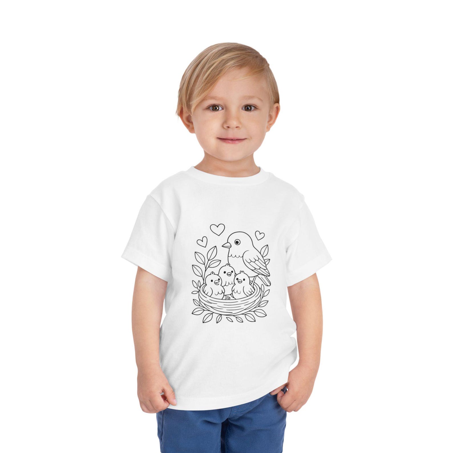 Mama Bird Nesting Toddler Tee | Cozy Nest Illustration, Bird Family Shirt 130