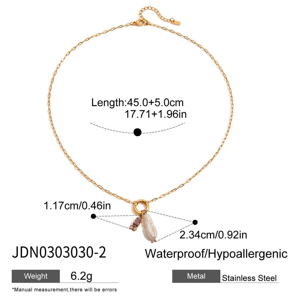 Twelfth Birthstone Pearl Necklace Necklace Stainless Steel Clavicle Chain Accessories