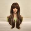European-American Long Bangs Hair Gradual Golden Brown Long Hair Wig Head Cover