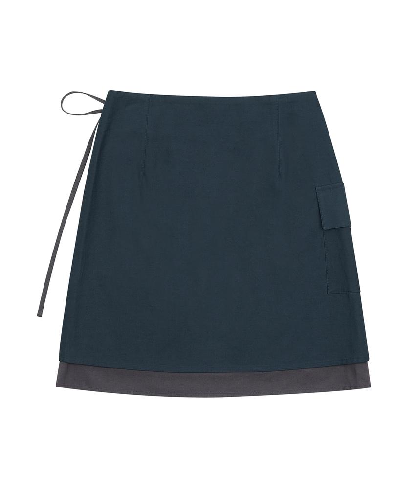 Hye Young Kim Layered Wrap Skirt - Navy