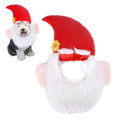 Hunde Weihnachtsmütze Haustier Weihnachtsmannmütze mit Ohren und Bart Weihnachts-Kostüm Kopfbedeckung für kleine Hunde Katzen Festliche Verkleidungsaccessoires
