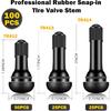 100 Pieces TR412 TR413 TR414 Tire Valve Stems Rubber Black Rubber Snap-In Valves,Tubeless Valve Stems Suit For 0.453 Inch Rim Holes On Standard