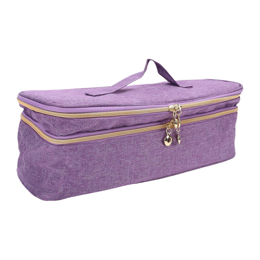 Hair Dryer Case Canvas Portable Double Layer Hair Dryer Travel Carrying Case for Curling Iron Hair Styling Tools