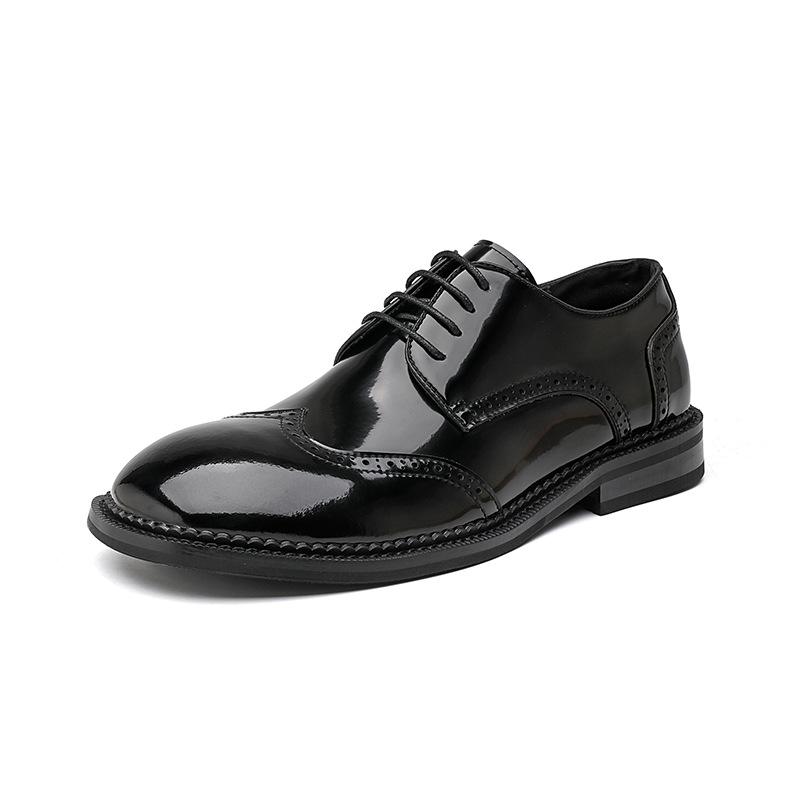 

Универсальные высококачественные кожаные туфли для мужчин, деловые туфли, мужские свадебные туфли с круглым носком, увеличивающие рост 53301-R 38 чёрный