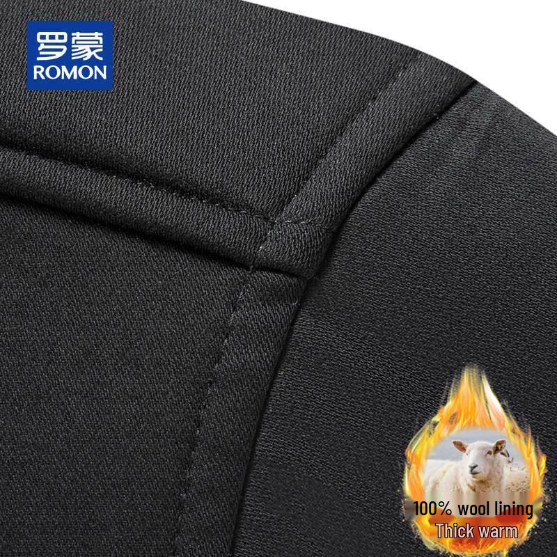 ROMON Men's 100% Wool Filled Thickened Warm Long-Sleeve Shirt Jacket