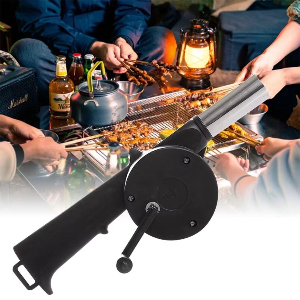Soffiatore d'aria nero a manovella Soffietti resistenti per fuoco griglia BBQ Strumenti Ventilatore Barbecue Picnic