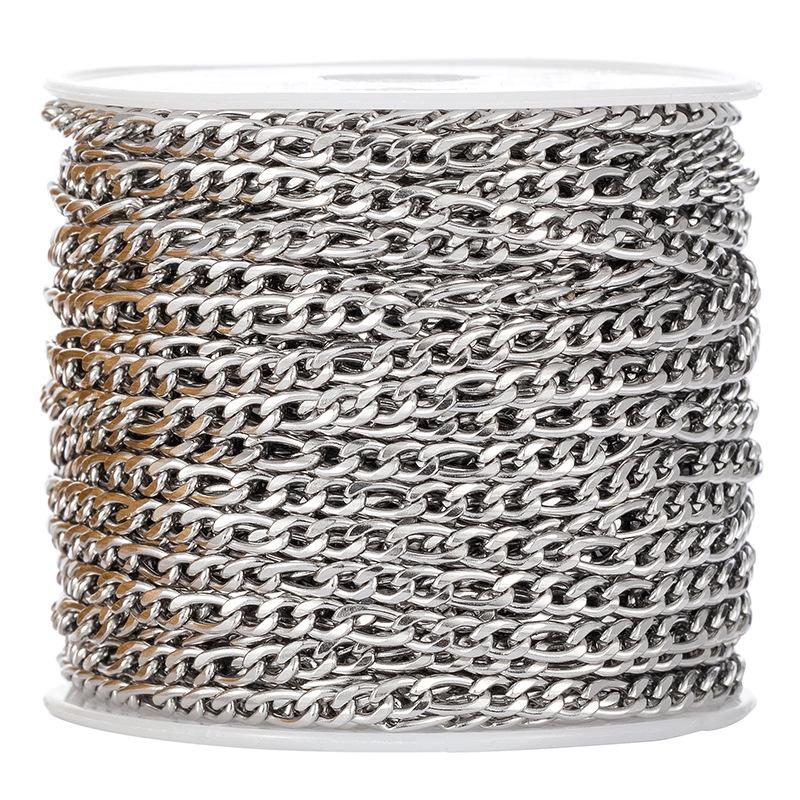 Нержавеющая Сталь Невыцветающая Титан DIY Кубинская Цепочка для Ожерелья Фигаро 0.8mm wire thickness x 3mm width