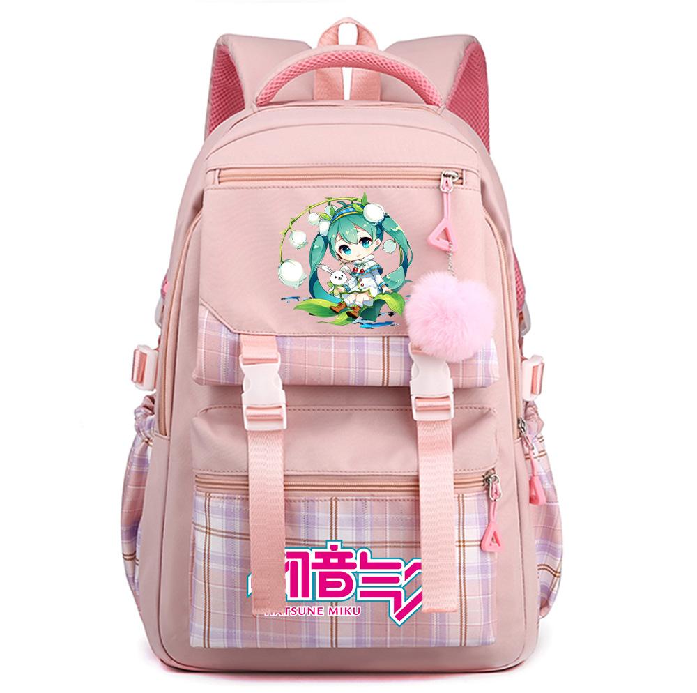 Cartoon Anime Hatsune Miku Printed Large Capacity Backpack for Teenger Student Bookbag Girl Boy Schoolbag Bookbag Women Waterproof Travel Bag
