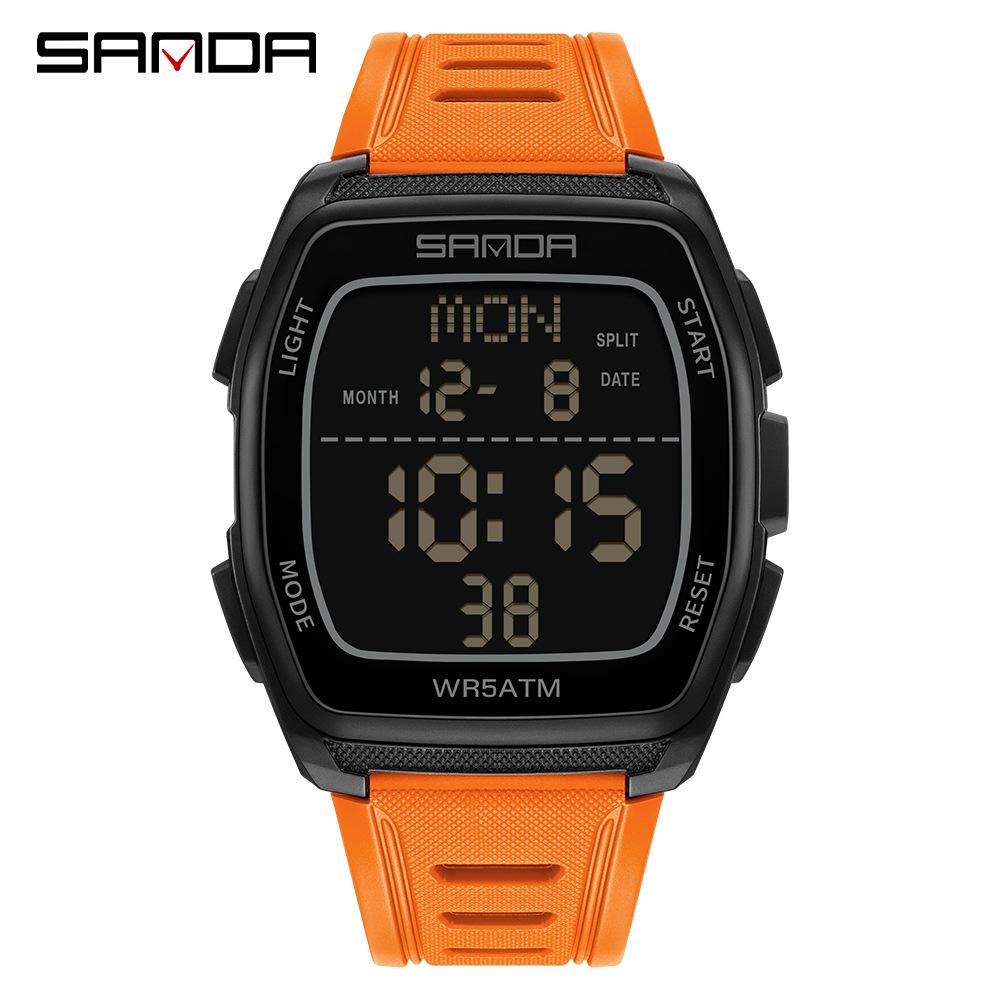 

SANDA 9080 Men s Luminous Barrel-Shaped Sports Watch - Multifunctional, Waterproof, and Ideal for Student Parties. помаранчевий