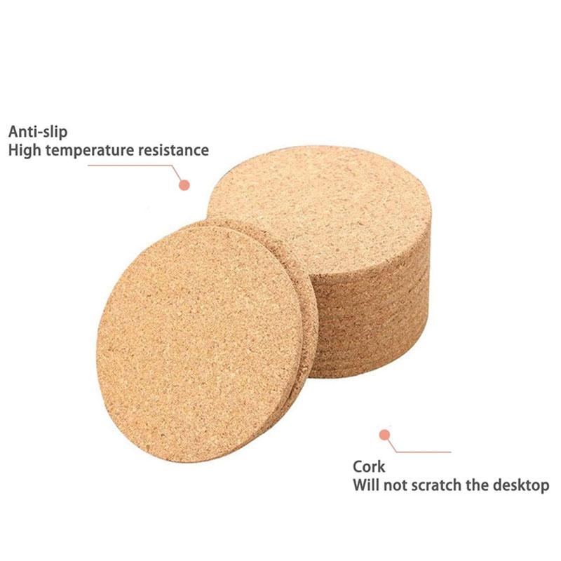 4/8/12pcs Cork Coasters for Drinks Teacup Coffee Cup Round Absorbent Coasters Cold Hot Beverages Drink Coaster for Bar Kitchen