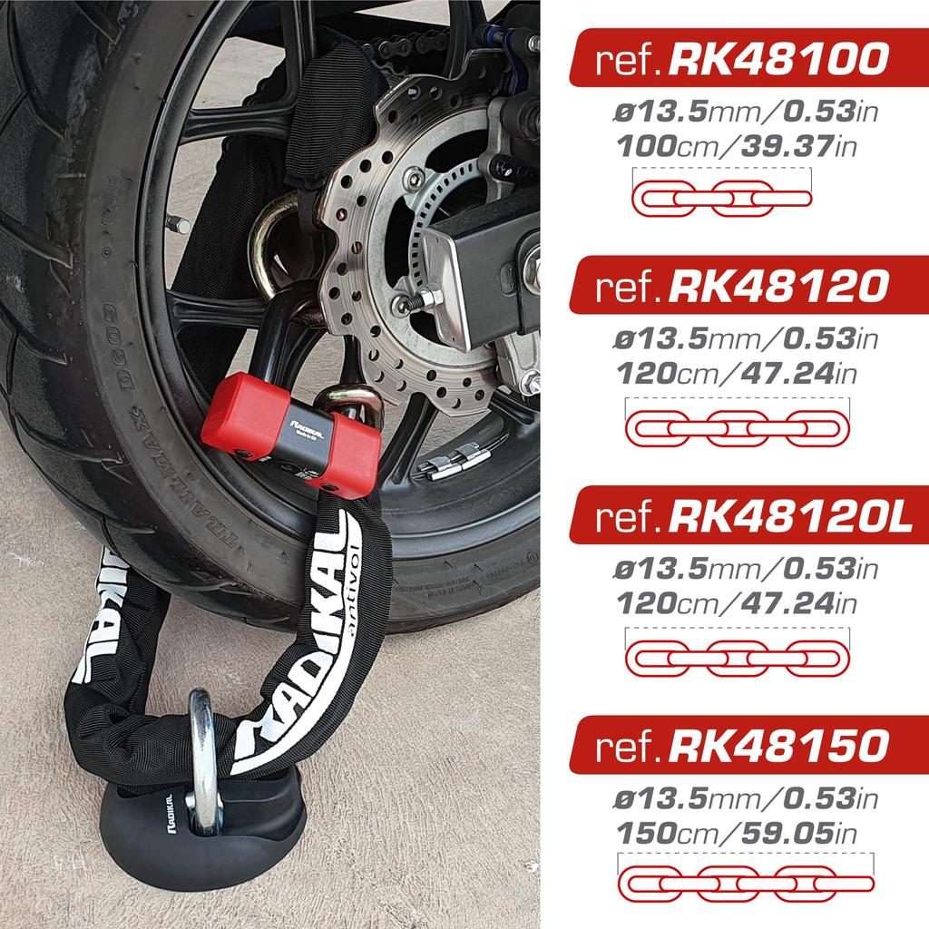 RADIKAL RK48120 Bike Chain Mini U Padlock SRA High Security Approved Anti-Theft ø13.5 + ø18,