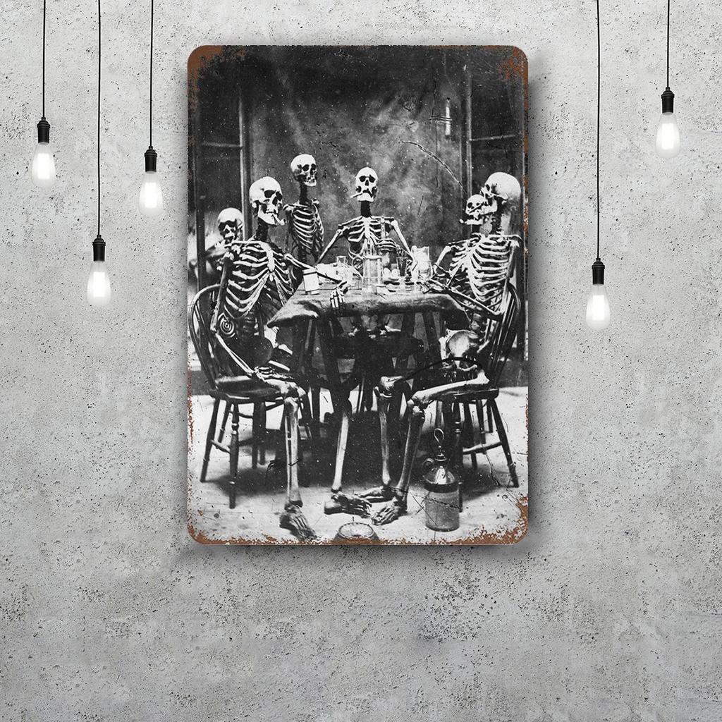skeleton Vintage Tin Sign Home Decor Wall Decor Art Wall Mural Room Decoration Decor Retro Metal Sign Plate Bar Posters
