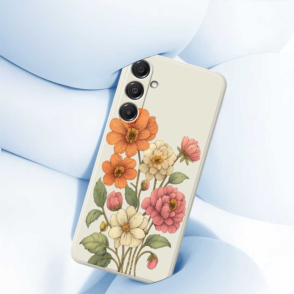 For Samsung Galaxy A16 5G/4G Case Beautiful Flowers Pattern Printing Straight Edge TPU Phone Back Cover