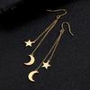 Star Moon Pendant Tassel Hanging Earrings Stainless Steel Pendant Girl Earhooks Fashion Elegant Jewelry Birthday Gift