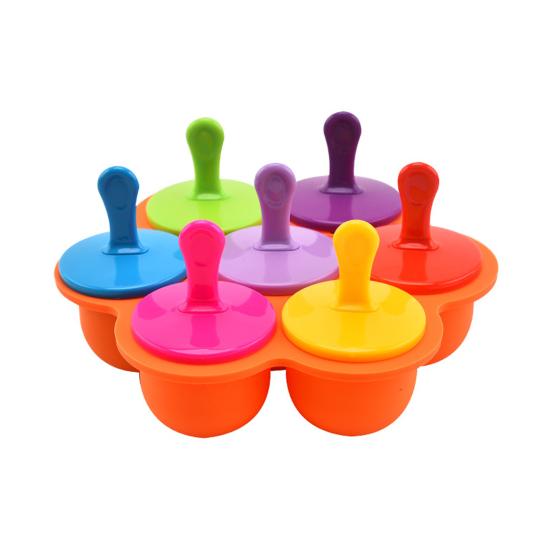Silicone Popsicle Molds with Sticks 7 Cavity Ice Cube Tray Silicone Molds for Baby Foods Ice Lolly Mold for Pastries