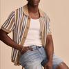 2025 Summer European and American Men's Casual Striped Hollow Knit Polo Shirt BK0068