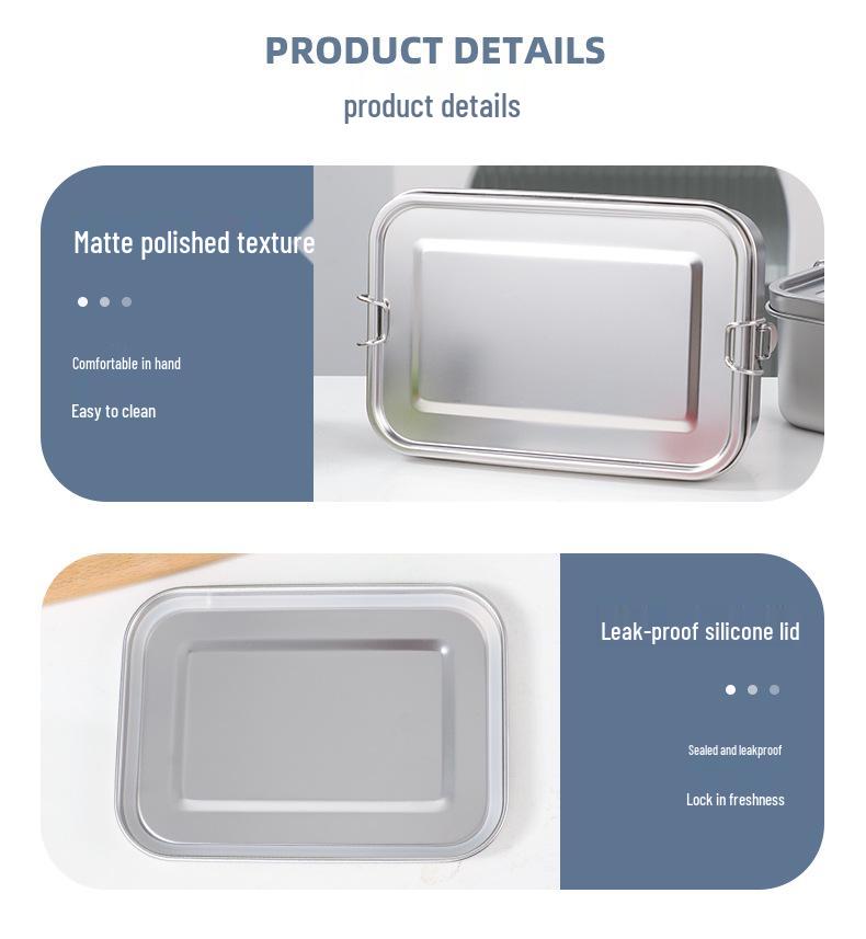 Cutie de prânz Bento din oțel inoxidabil 304 pentru copii - Calitate alimentară, Etanșă, Depozitare pentru picnic în aer liber