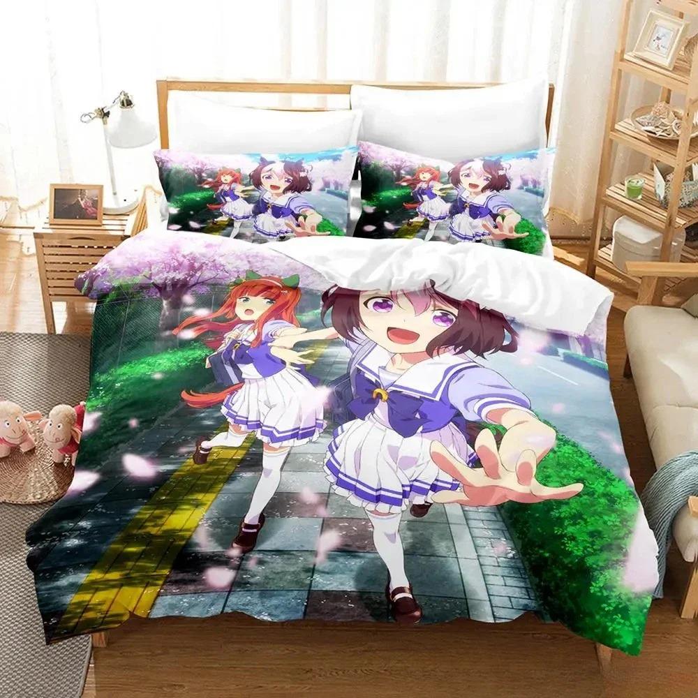 Kawaii Pretty Derby Bedding Set Single Twin Full Queen King Size Bed Set Adult Kid Bedroom Duvet Cover Sets 3D Print Anime Bed